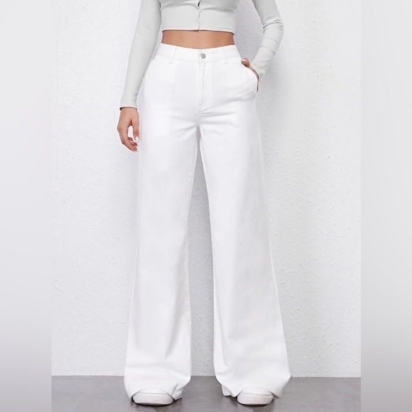 Shein High Waist White Wide Leg Palazzo Pants Size 28 - Picture 12 of 12